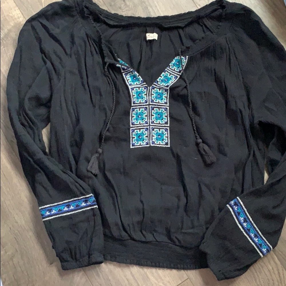 Navy Hollister flowy long sleeve